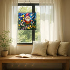 Gnome in Marshmallow Garden Stained Glass Suncatcher – Square Hanging Window Panel for Home or Greenhouse – Whimsical Glass Art Gift for Garden Lovers, Christmas, Halloween, Father Days KUb2c5 - Image 7