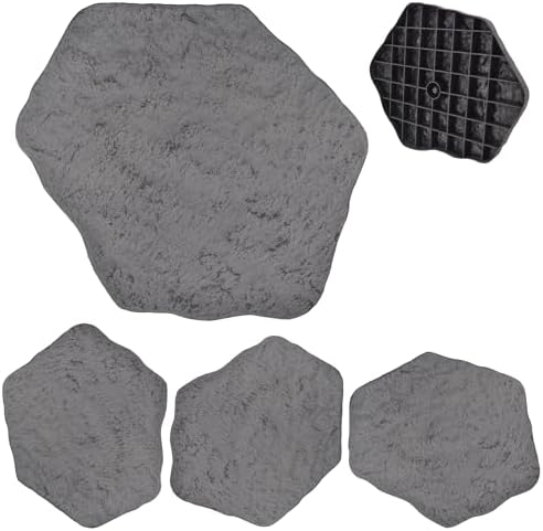 Arcadia Garden Products Set of 4, 16x17” Dark Gray Stepping Stone Fiberclay Pavers, Outdoor Garden Natural Repeatable Pattern Pathway, Faux Stone Decorative Landscaping Walkway by Unknown