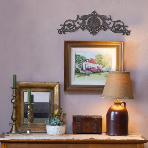 Sungmor Dark Brown Cast Iron Wall Decor - 17.5in Scroll and Floral Design - Image 3