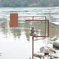 Aura Life Modern Zen Garden Spinner Kinetic Wind Sculpture with Rock Cairn & Stake - Relaxing Outdoor Spinners for Yard and Garden - Handmade Outdoor Wind Art Vane Sculptures (Bare Steel) by AuraLife