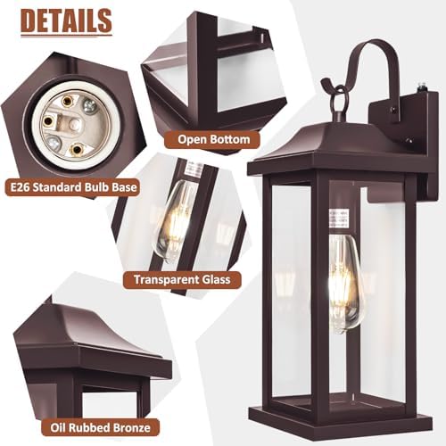 Dusk to Dawn Porch Light Outdoor Bronze 17 Inch - Image 6