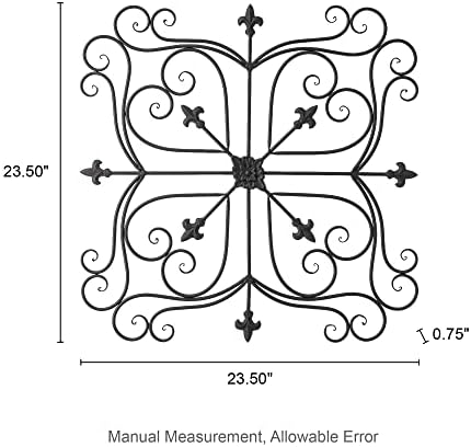 Glitzhome Vintage Wall Decor, Black Artistic Beauty Metal Garden Ornament Powder-Coated Matte Black Finish Charming Fleur-de-lis Outdoor Indoor Decoration - Image 2