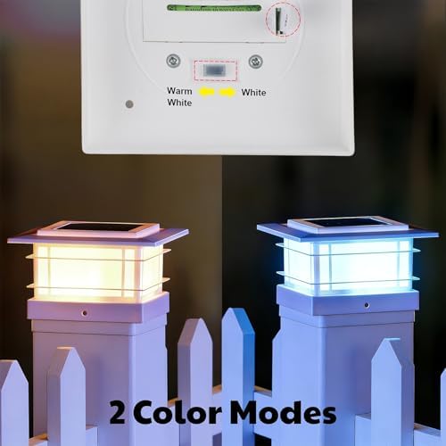 Dynaming 4x4 Solar Post Cap Lights Outdoor with 2 Color Modes, 12 Pack Fence Post Solar Lights White Shell Fit for Vinyl/Wooden Posts, High Brightness SMD LED Lighting Decor for Garden Deck Patio - Image 3