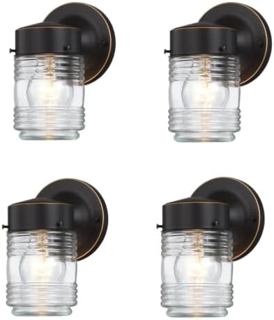 Jelly Jar Outdoor Wall Light Fixture, 4 Pack Jelly Jar Exterior Porch Light by WISBEAMSmart