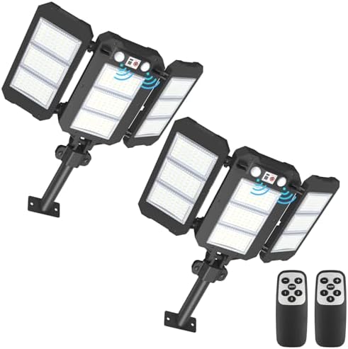 Solar Flood Lights Outdoor, 7000 LM Super Bright Aluminum Arm Waterproof by Ropelux