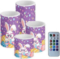 4 Pack Flameless Candles with Remote Easter Day Eggs Battery Operated Candles with Timer Cute Bunny Outdoor Flameless Pillar Lights Lanterns for Holiday Patio Porch Decorations by Merkmak