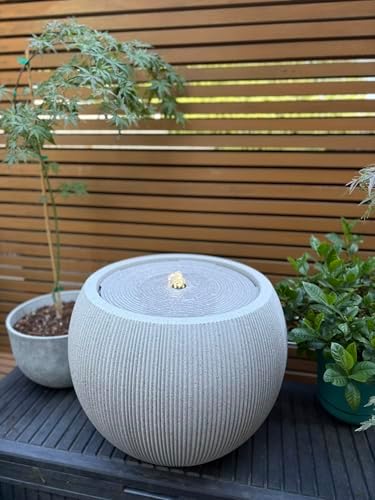 Modern Resin Water Fountain Natural Stone Look, LED Light, Indoor Outdoor Backyard Balcony Patio Garden Deck Decor, Relaxing Zen Spa Water Sound (Large - 21") - Image 4