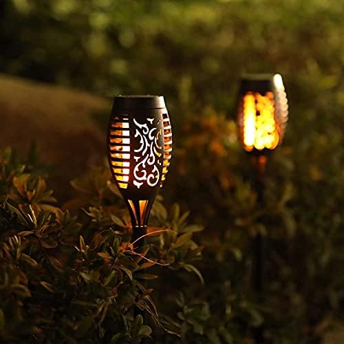 4-Pack Solar Lights 12 LED Flickering Flame Solar Torches Lights 19" Waterproof Outdoor Lighting Solar Powered Pathway Lights Landscape Decoration Lighting Auto On/Off for Garden Patio Yard - Image 2
