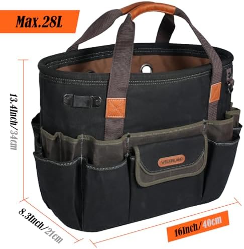 WELKINLAND 42-Pockets Electrician Tool Tote,16" Open Top HVAC Tool Tote Bag - Image 3