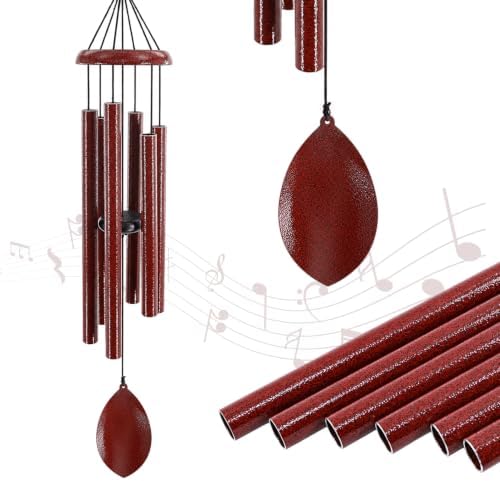 ASTARIN 36 Inch Deep Tone Wind Chimes for Outside, Burgundy Red Leaf Decor by Astarin