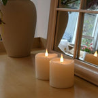 Flameless Pillar Candles Flickering with Remote Timer, Battery Operated LED Candles Up to 400 Hours, 3D Moving Flame Real Wax Candles. (Ivory-2pack-3x3) - Image 3