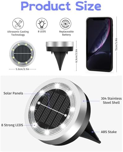 SenLuKit 24 Pack 2.1 inch Mini Solar Ground Lights Outdoor（Cool White） - Image 6