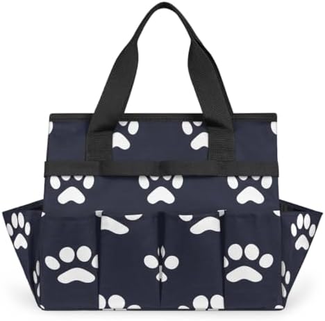 Dog Bones Paw Garden Tool Bag Organizer Heavy Duty Dog Paws Gardening Tote Bag with 10 Pockets for Women Men Gardening Gifts by Home
