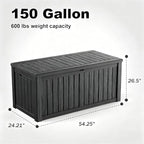 150 Gallon Waterproof Outdoor Storage Box, UV Resistant Resin Deck Box with Hydraulic Rod for Reinforced Stability, Perfect for Patio, Garden, and Pool, Striped Black - Image 2
