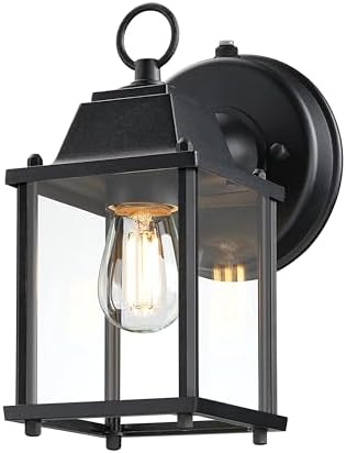 LIT-PaTH Outdoor Wall Light Fixture, Aluminum Glass, Black, 1 Pack by LIT-PaTH