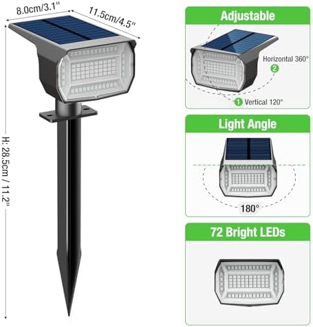 nipify Solar Spot Lights Outdoor, Solar Powered Waterproof Spotlight - Image 6