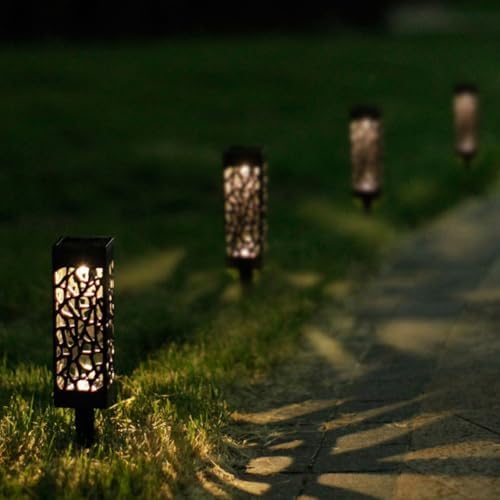6pcs Solar Stake Lights Outdoor Waterproof Solar Ground Plug Lights Warm White LED Garden Pathway Lighting for Yard and Courtyard - Image 5