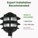 Greenfield Weatherproof Line-Voltage (120V) 3-Tier LED Outdoor Pathway Light – Permanent Outside Light for Walkway, Driveway & Landscaping – Professional Grade & Made in USA – Black - Image 3