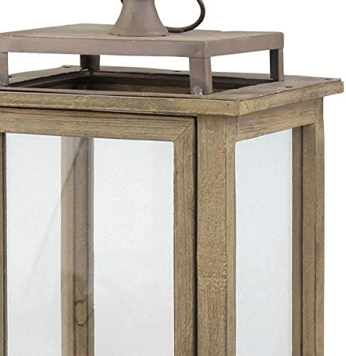 Stonebriar 18 Inch Rustic Wooden Candle Hurricane Lantern, For Table Top, Mantle, Wall Hanging, or Garden Display, Indoor & Outdoor Use, Extra Large - Image 5
