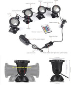 SHOYO Pond Lights, Color Changing Spotlights with Timer, Submersible Fountain Lights Memory Dim Adjustable IP68 Waterproof Underwater RGB for Outdoor Garden Yard Lawn Water Pond Fountain, 4 in Set - Image 5