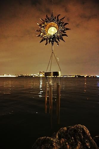 Sun Wind Chimes, Metal Wind Chimes, Waterproof Anti-Corrosion, Solar Wind Chime, Wind Chime for Outside/Window/Door/Garden/Outdoors, Gifts for Girl/mom/Friend. (Sun) - Image 4