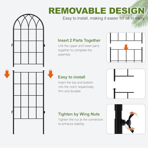 DoCred 4 Pack Garden Trellis for Climbing Plants, 59 Inch Metal Trellis - Image 5