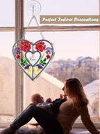 KY&BOSAM Faith Gift Heart Suncatcher Pressed Flower Glass Window Hanging - Image 6