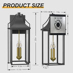 25IN Dusk to Dawn Outdoor Light, 3-E12 Base Wall Sconce for Porch - Image 6