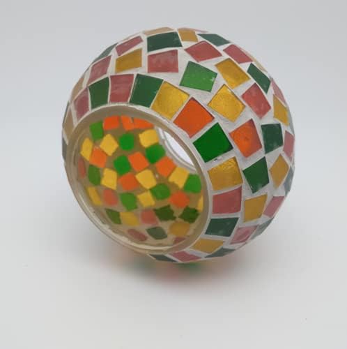 Solar Outdoor Table Lamp, Solar Powered Mosaic Glass Ball Garden Lights Waterproof Color Changing Mood Night Lights (H) - Image 4