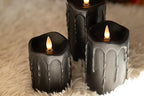 Black Flameless Pillar Candles Flickering with Remote Timer, Battery Operated LED Candles Up to 400 Hours, 3D Moving Flame Real Wax Candles(Black with Dripping Tear) - Image 5