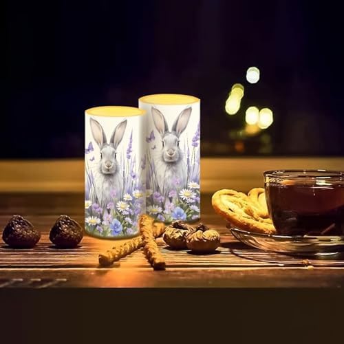 Daisy Battery Operated Candles with Timer Bunny Flameless Candles with Remote Easter Day Flickering LED Pillar Lights for Holiday Party Home Dining Table Decoration - Image 7