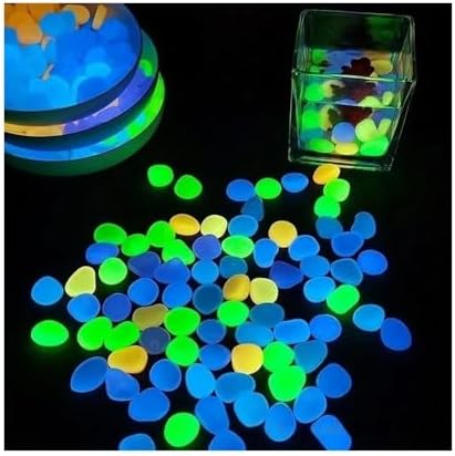 300Pcs Glow in The Dark Stones - Luminous Pebbles for Outdoor Garden Fish Tank Rocks Glowing Decorative(Blue 300pcs) - Image 7