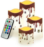 Halloween Flameless Candles with Remote Timer Real Wax Realistic Flickering Battery Operated LED Tealight Pillars with Pumpkin Castle Bat Spider Witch for Halloween Party Decorations Eye by HELLHERO