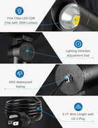 SUNVIE 30W LED Spot Lights Outdoor 5000K Daylight Flag Pole Light 120V Plug in Spotlight Outdoor with US 3-Plug Waterproof Flag Lights Outdoor Ultra Bright Landscape Spotlights for Palm Tree Statue - Image 6