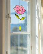 Stained Glass Window Hangings, Handcrafted Garden Suncatchers for Window and Home Decor Decor, Unique Artisan Glass Ornaments for Indoor and Outdoor Use (B-Pink) - Image 6