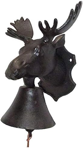 NACH Cast Iron Moose Doorbell, Small Door Bells for Homes, Rustic Dinner Bell, Kitchen Door Bell, Metal Doorbells, 5x8.5x9 inch, JS-90-089 by NACH