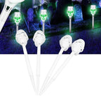 GOWENIC 4pcs Solar Torch Skull Lights for Halloween Graveyard - Image 3