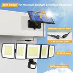MDCMDCM Solar Motion Lights Outdoor - with 16.4ft Cable, 3000LM LED Security Lights for Outside Dusk to Dawn, IP65 Waterproof Flood Lights with Remote for Court Yard Garage Front Door - Image 2