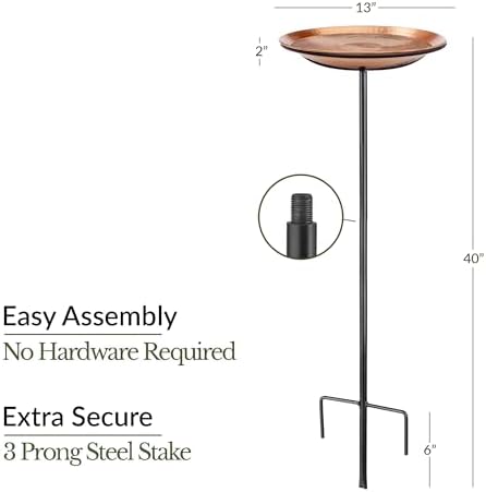 Good Directions Dimpled Copper Bird Bath on Garden Pole 13" - Image 5