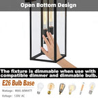 1 Pack 25in Extra Large Outdoor Wall Light 2-Light Black Wall Lantern for Porch,25” Exterior Sconce Metal and Glass Large Porch Light Black Outdoor Lanterns Garage Patio Outside Lighting 2-Bulb,E26 - Image 4