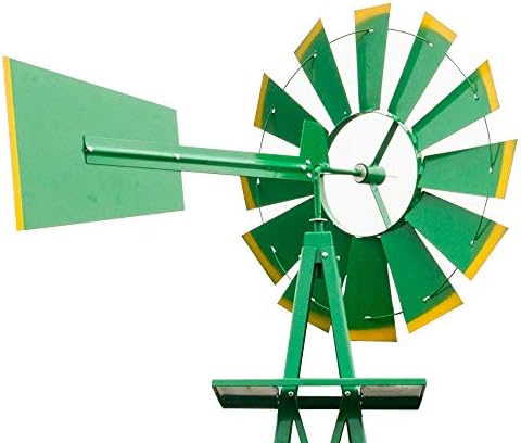 lapday 8FT Ornamental Windmill, Outdoor Backyard Garden Decoration Weather Vane, Heavy Duty Metal Wind Mill Weather Resistant (Green) - Image 4