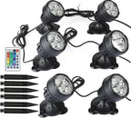 Pond Lights, Colored Fountain Light Timer Underwater RGB Waterproof Submersible LED Outdoor Spotlights with Spiked Stand for Garden Lawn Yard Landscape, 6 Lights by Unknown