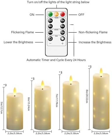 Nimiko Flame-Free Waterproof Candles Battery-Powered Candles with Remote Control Timer 12-Pack Ivory Color Suitable for Home Decoration and Outdoor Decoration - Image 2