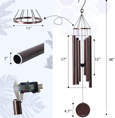 Vanquer Wind Chimes for Outside Deep Tone - 38'' Wind Chimes Outdoor Clearance, Deep Tone, Windchimes Outdoors, Memorial,Wind Spinner, Sympathy Gift, Patio, Home Décor (Bronze) - Image 2