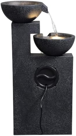 Black Modern Tiered Bowl Fountain, Decorative Water Fountain with LED Lights and Quiet Pump, Indoor Outdoor Water Feature for Patio, Garden, Deck, Balcony, Office and Home Décor - Image 6