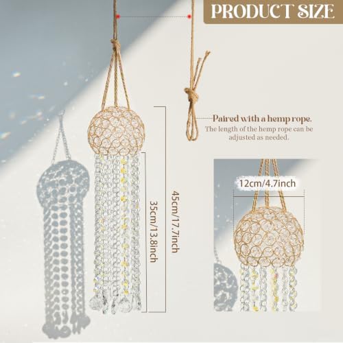 Crystal Suncatcher for Window Hanging,Wind Chime Style Long Pendant Sun Catcher with Color Crystals,Rainbow Maker for Outdoor,Garden,Patio Decoration,Nice Gift for Mom Neighbor Unisex (2pcs) - Image 2