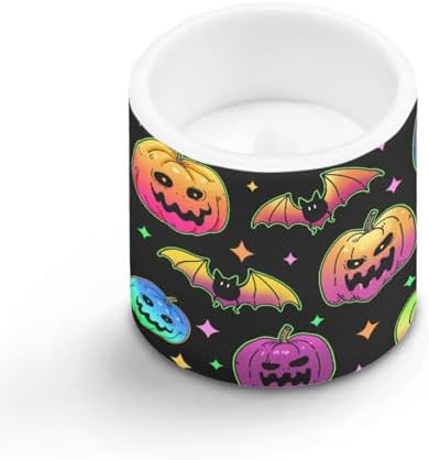 Colorful Pumpkin Bat Flameless Candles with Remote Battery Operated Candles with Timer Halloween Flickering LED Elictric Pillar Tealights for Indoor Outdoor Home Decorations - Image 2