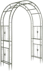 VINGLI Garden Arbor, Arch Archway for Wedding Ceremony Party, Steel Garden Trellis for Plant Climbing, Christmas Garden Decorations Pergola for Garden, Backyard, Lawn (75.5x22.8x94.5) (Olive Green) by VINGLI