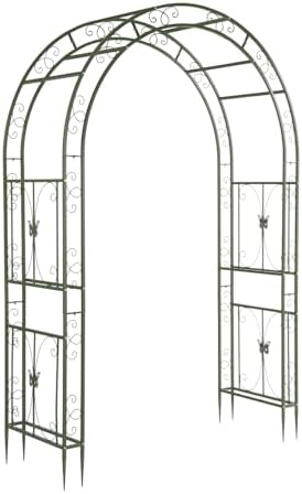 VINGLI Garden Arbor, Arch Archway for Wedding Ceremony Party, Steel Garden Trellis for Plant Climbing, Christmas Garden Decorations Pergola for Garden, Backyard, Lawn (75.5x22.8x94.5) (Olive Green) by VINGLI