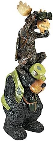 Design Toscano Back Woods Hunting Buddies, Moose and Bear Outdoor Garden Animal Statue, 13 Inch, Resin, Full Color Finish - Image 2